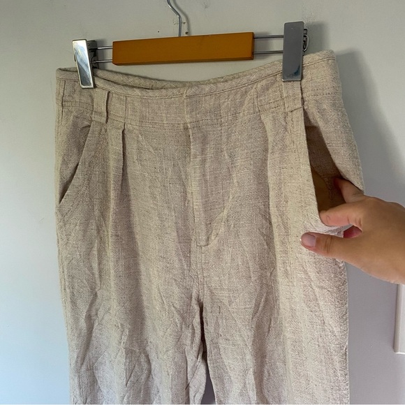 Free People Womens Sand Lyla Linen Wide Leg Trousers Pants Size 4 - Picture 3 of 9